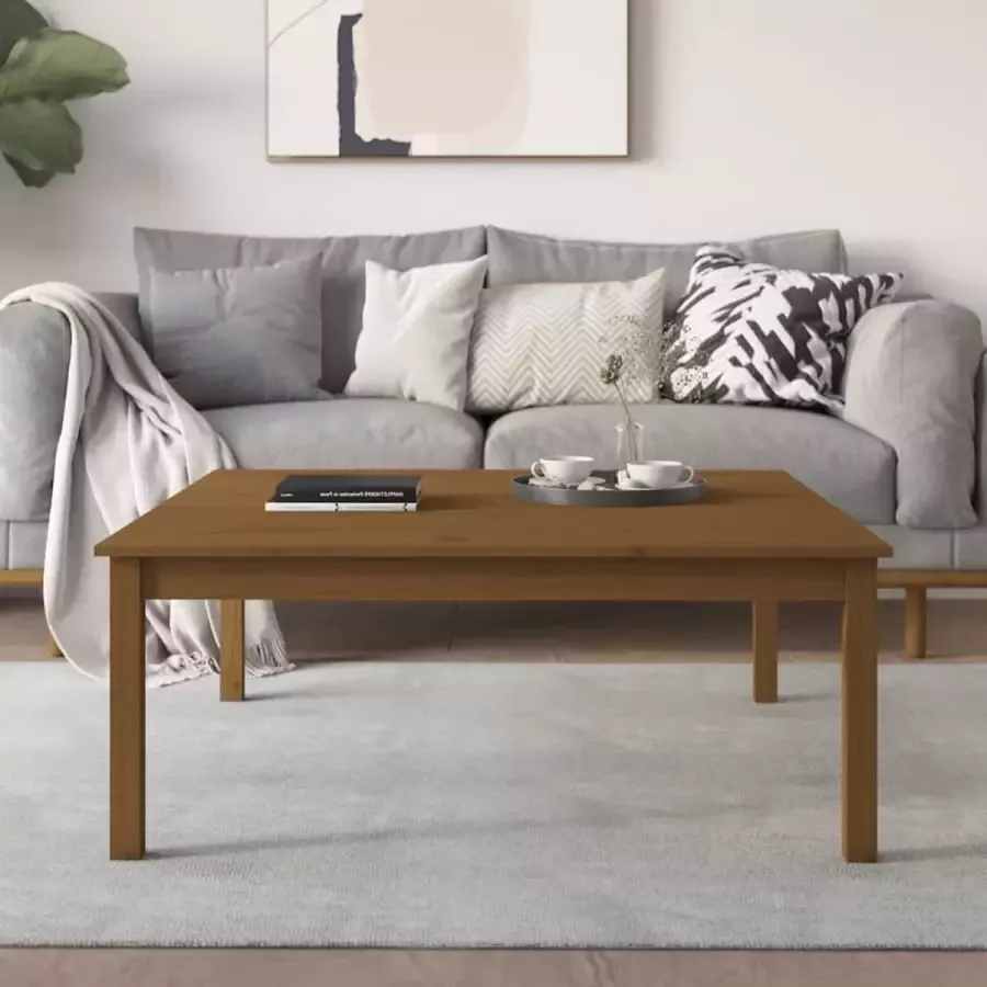 Furniture Limited Salontafel 100x100x40 cm massief grenenhout honingbruin