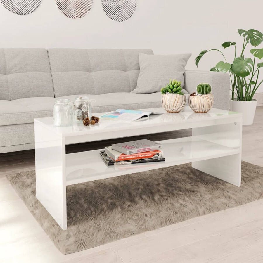 Furniture Limited Salontafel 100x40x40 cm bewerkt hout hoogglans wit