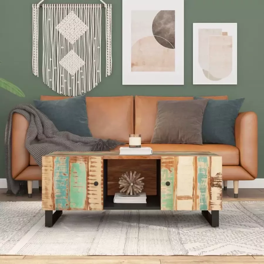 Furniture Limited Salontafel 100x54x40 cm massief gerecycled hout en bewerkt hout