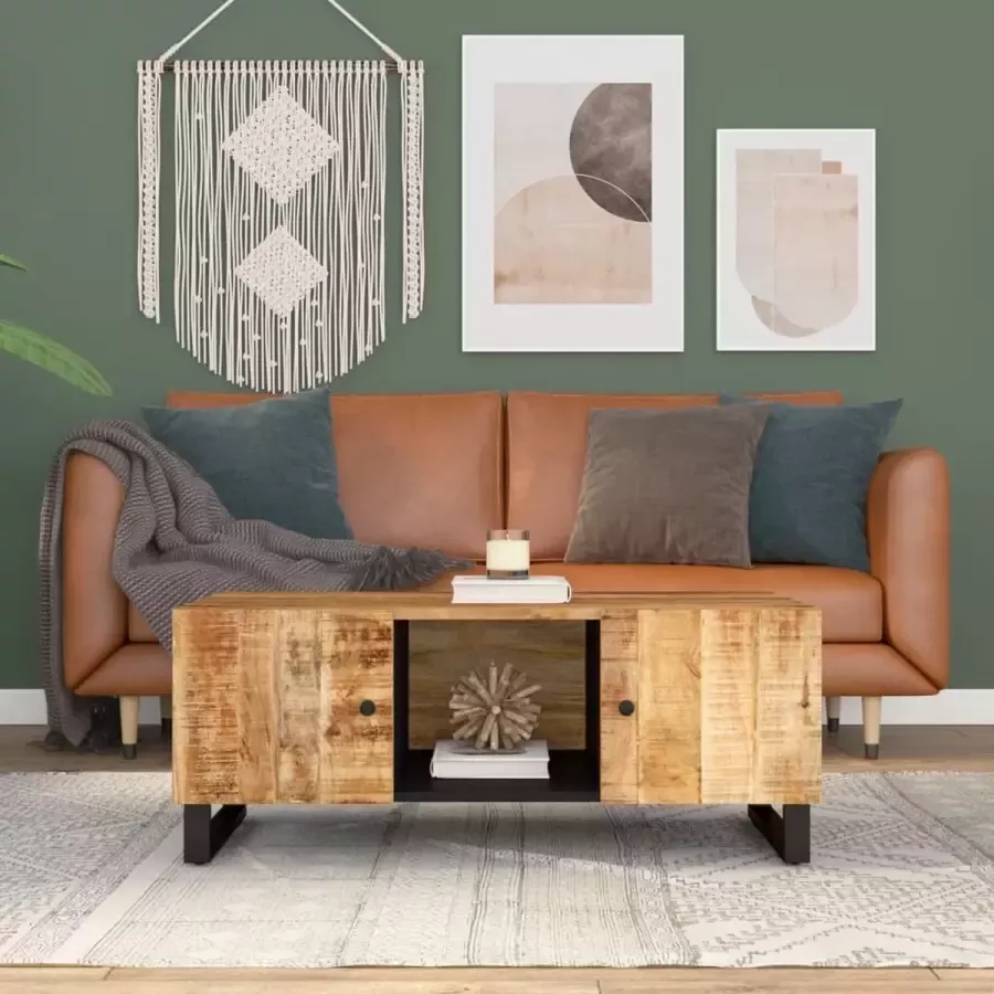 Furniture Limited Salontafel 100x54x40 cm massief mangohout en bewerkt hout