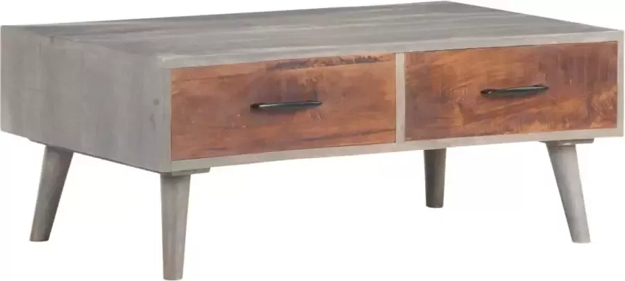 Furniture Limited Salontafel 100x60x40 cm massief ruw mangohout grijs
