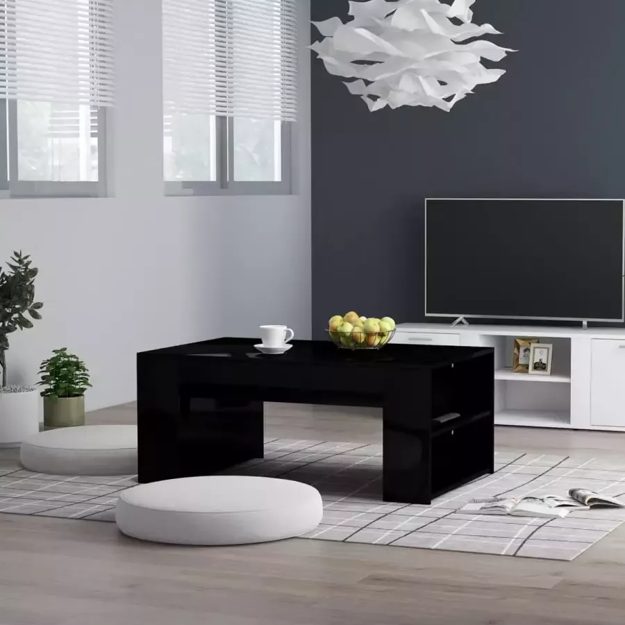 Furniture Limited Salontafel 100x60x42 cm spaanplaat hoogglans zwart