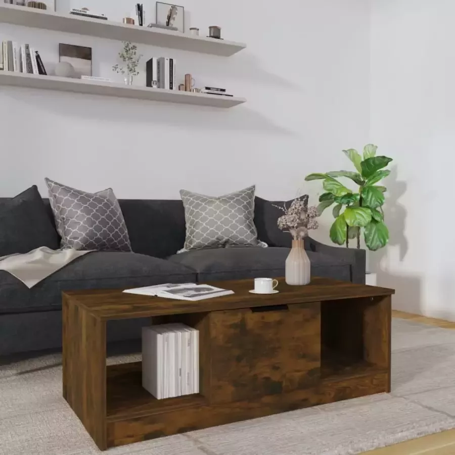 Furniture Limited Salontafel 102x50x36 cm bewerkt hout gerookt eikenkleurig
