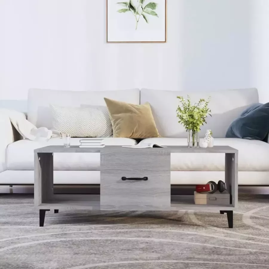Furniture Limited Salontafel 102x50x40 cm bewerkt hout grijs sonoma eikenkleurig