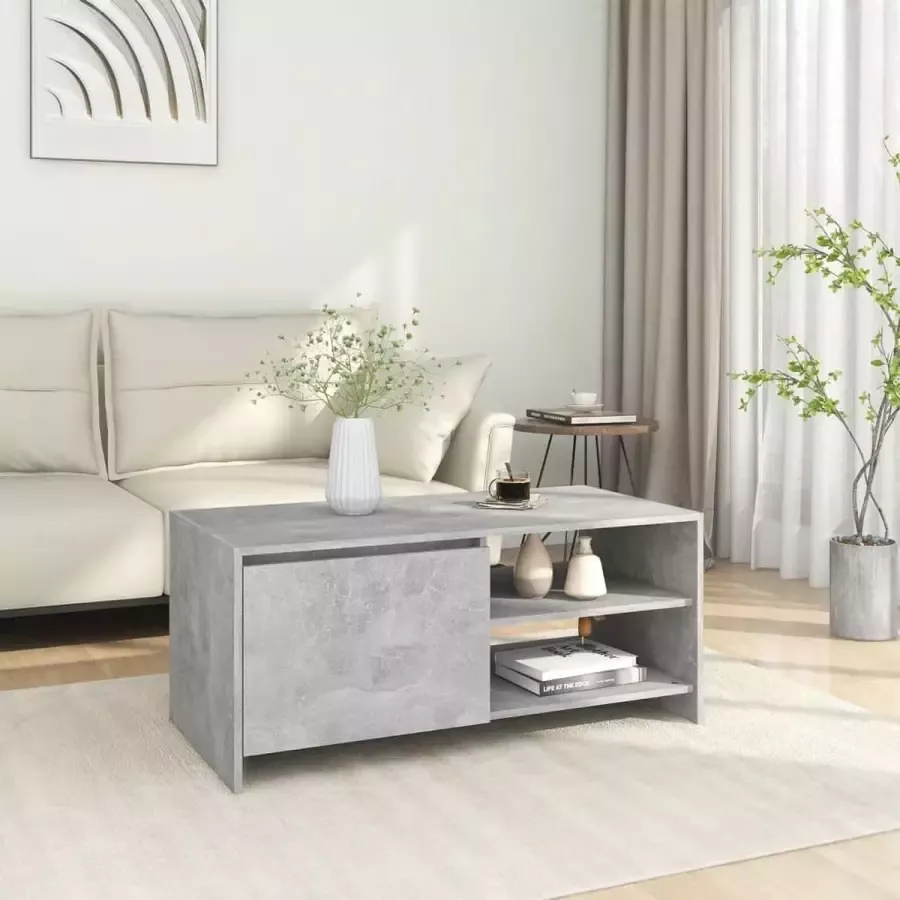 Furniture Limited Salontafel 102x50x45 cm bewerkt hout betongrijs