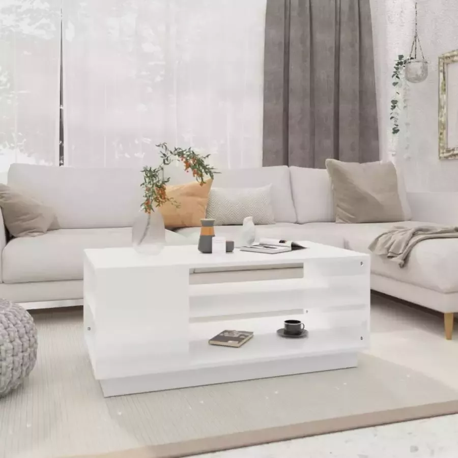 Furniture Limited Salontafel 102x55x43 cm spaanplaat hoogglans wit