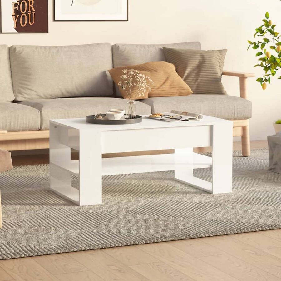 Furniture Limited Salontafel 102x55x45 cm bewerkt hout hoogglans wit