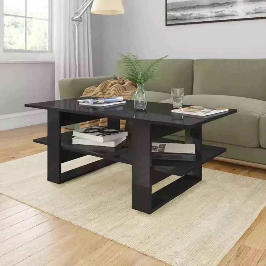 Furniture Limited Salontafel 110x55x42 cm bewerkt hout hoogglans zwart