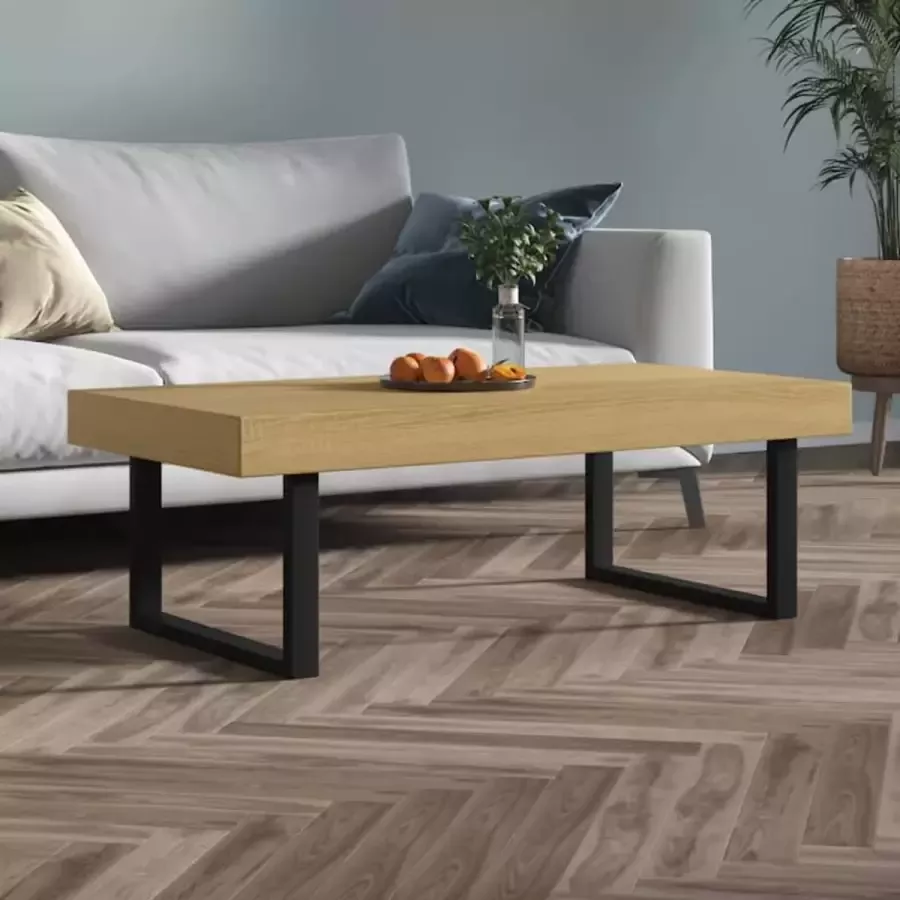 Furniture Limited Salontafel 120x60x40 cm MDF en ijzer lichtbruin en zwart