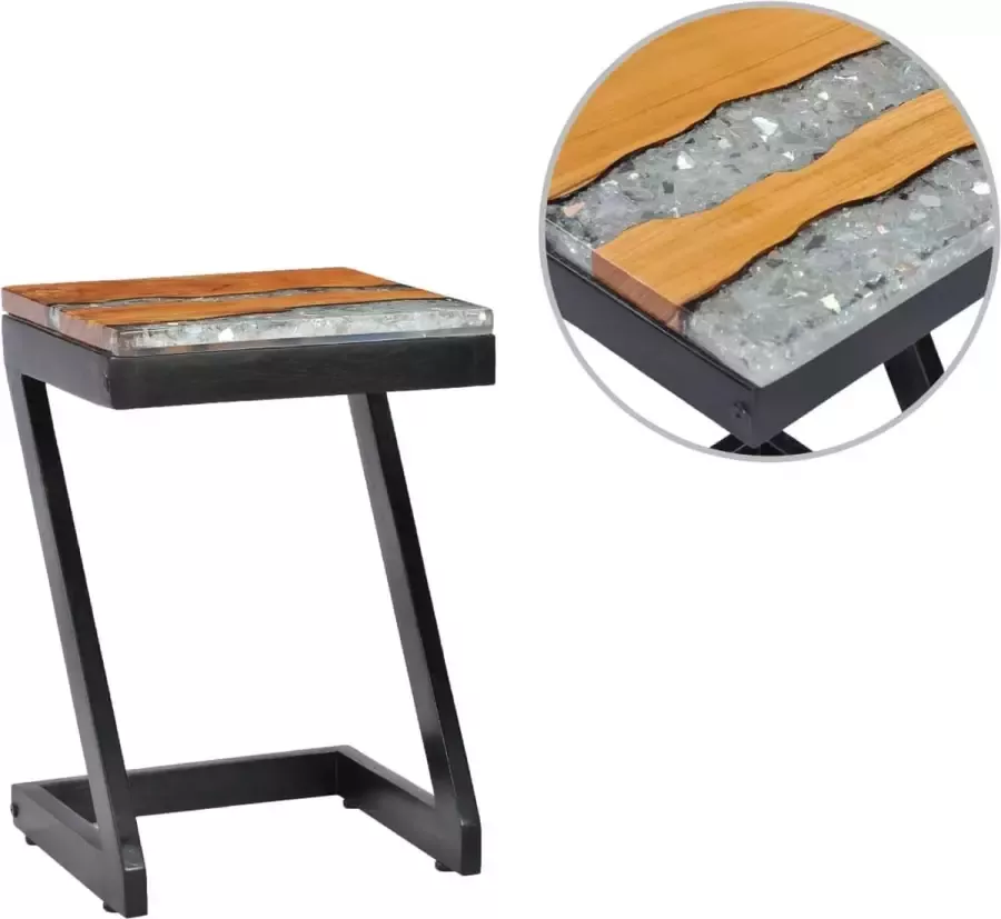 Furniture Limited Salontafel 30x30x50 cm massief teakhout en polyresin