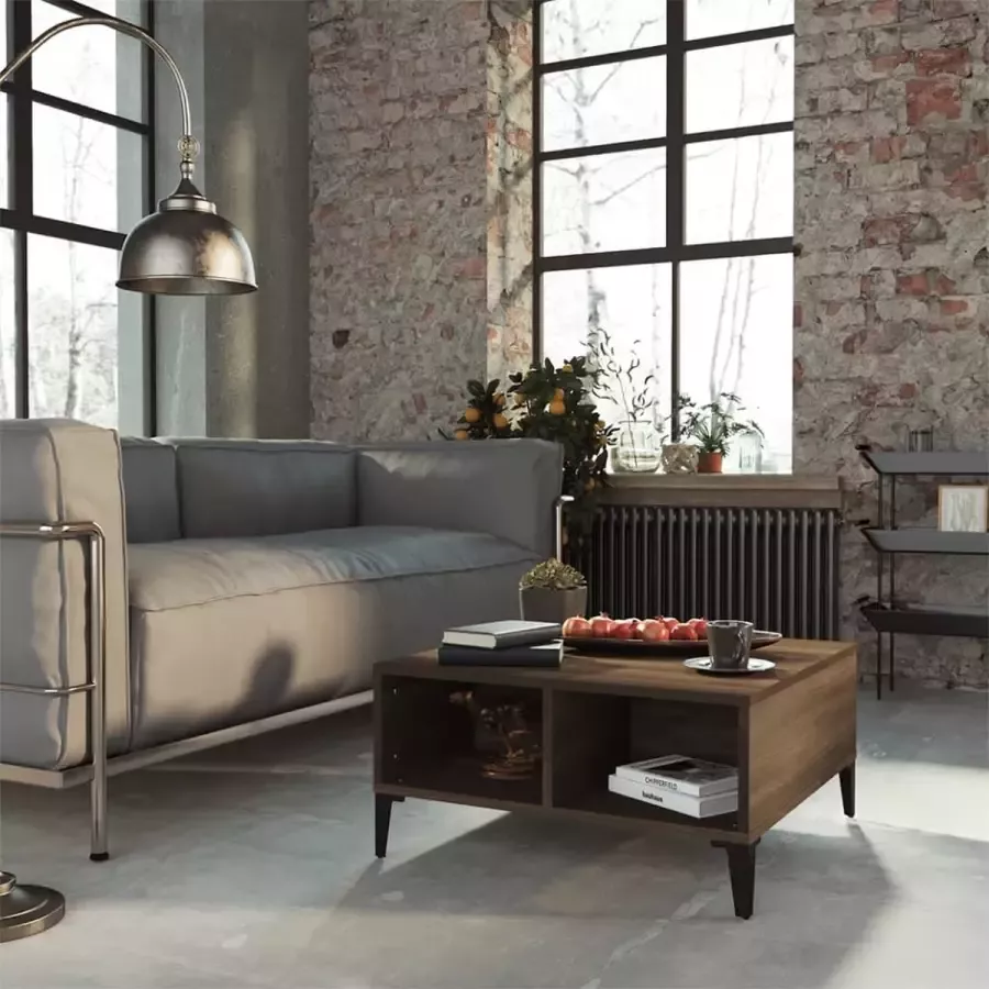 Furniture Limited Salontafel 60x60x30 cm spaanplaat bruineikenkleurig - Foto 2