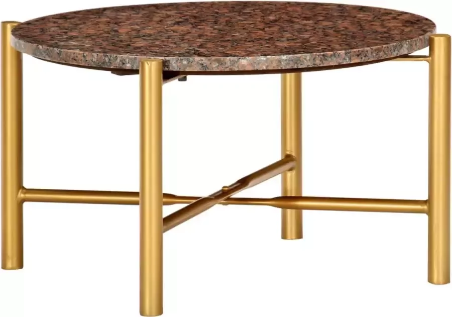 Furniture Limited Salontafel 60x60x35 cm echt steen met marmeren textuur bruin