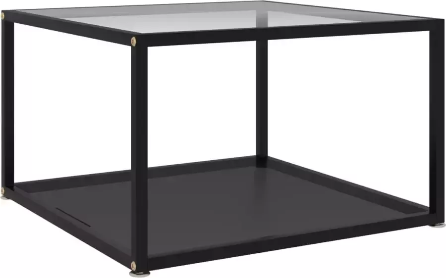 Furniture Limited Salontafel 60x60x35 cm gehard glas transparant en zwart