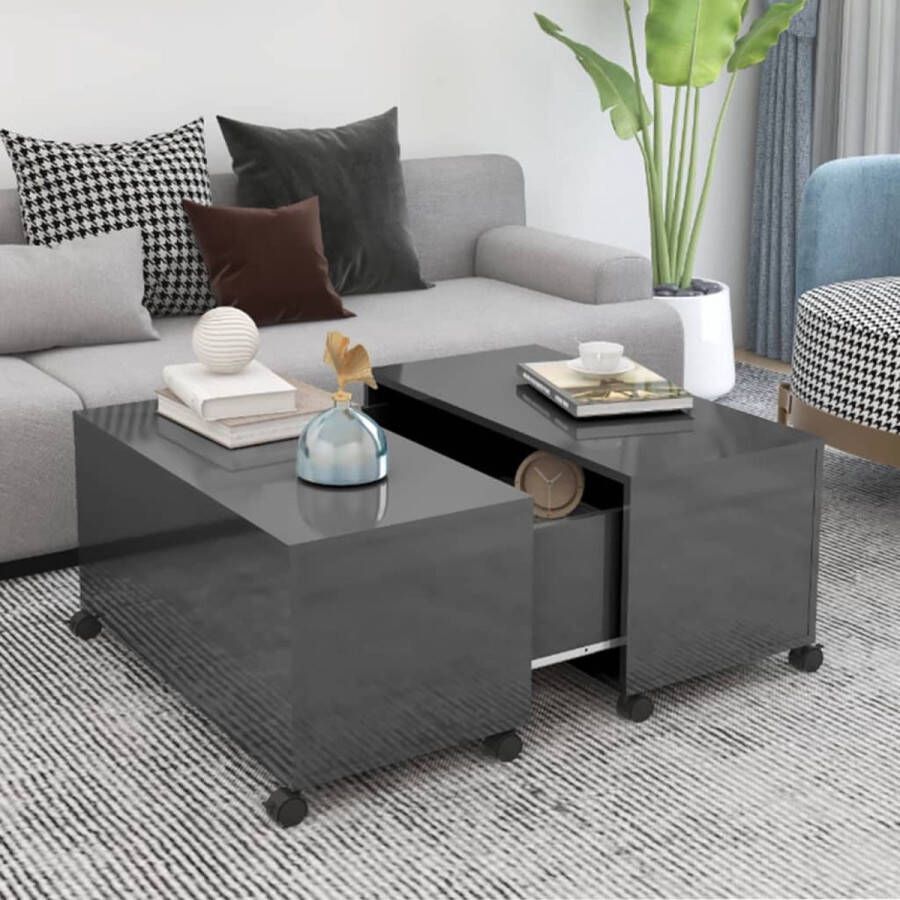 Furniture Limited Salontafel 75x75x38 cm spaanplaat hoogglans grijs