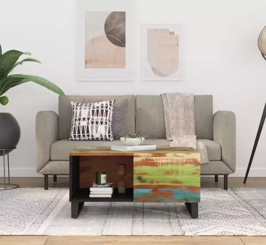 Furniture Limited Salontafel 80x50x40 cm massief gerecycled hout en bewerkt hout