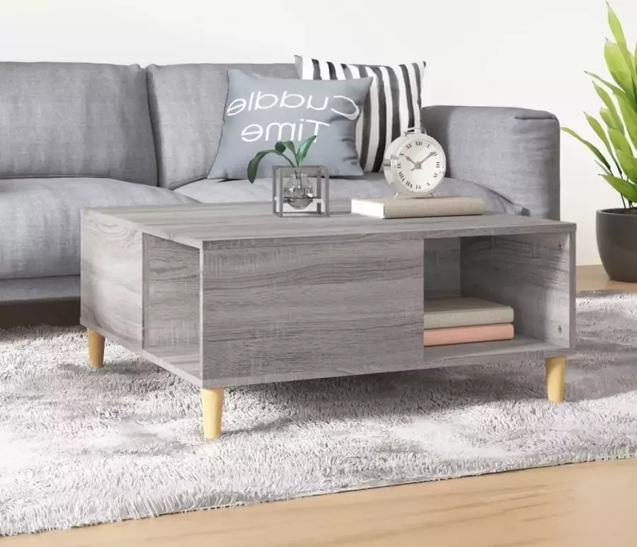 Furniture Limited Salontafel 80x80x36 5 cm bewerkt hout grijs sonoma eikenkleurig