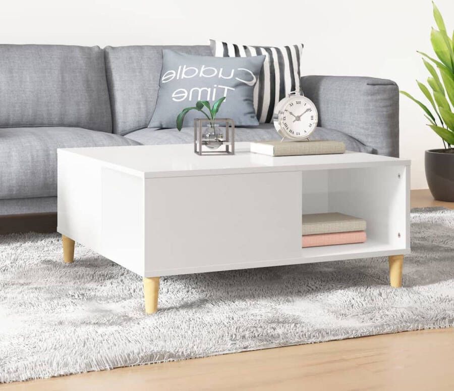 Furniture Limited Salontafel 80x80x36 5 cm bewerkt hout hoogglans wit - Foto 2