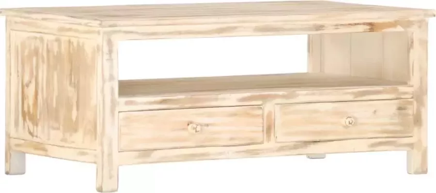 Furniture Limited Salontafel 90x50x40 cm massief mangohout wit