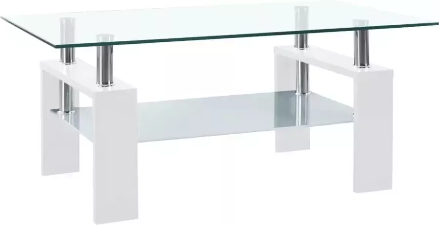 Prolenta Premium INFIORI Salontafel 95x55x40 cm gehard glas transparant en wit - Foto 2