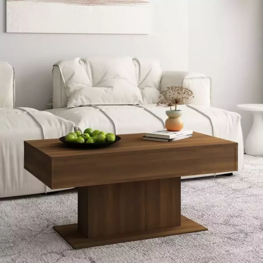 Furniture Limited Salontafel 96x50x45 cm bewerkt hout bruineikenkleurig