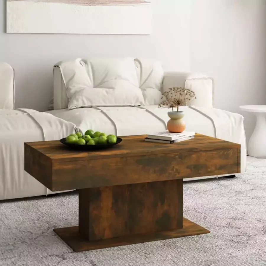 Furniture Limited Salontafel 96x50x45 cm bewerkt hout gerookt eikenkleurig