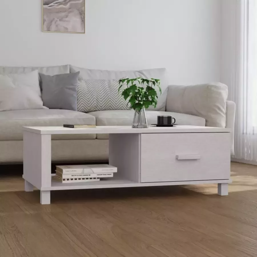 Furniture Limited Salontafel HAMAR 100x55x35 cm massief grenenhout wit