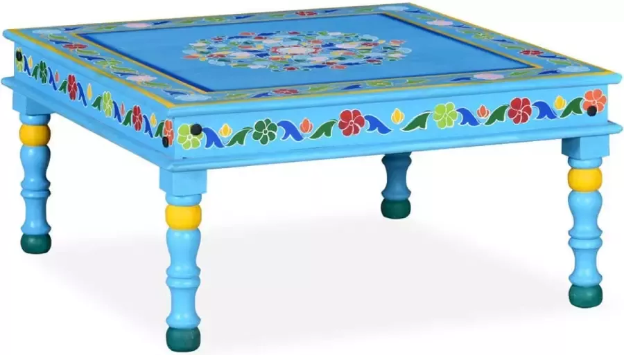 Furniture Limited Salontafel handgesc -lderd massief mangohout turquoise
