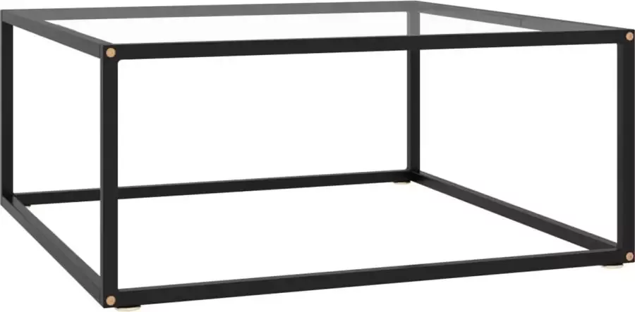 Furniture Limited Salontafel met gehard glas 80x80x35 cm zwart