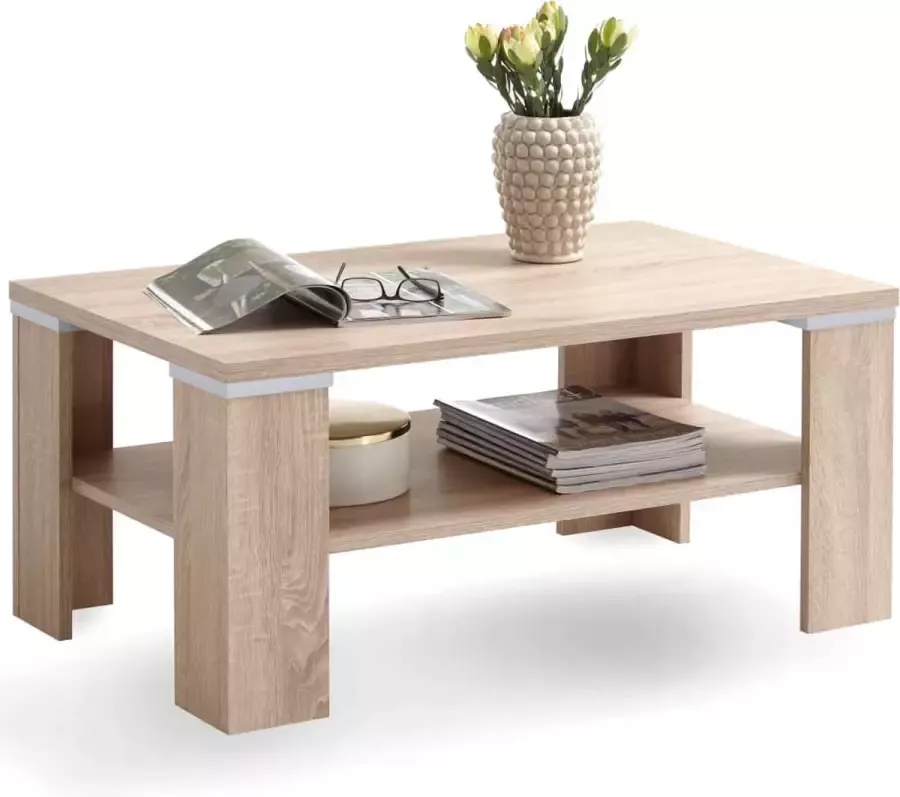 Prolenta Premium FMD Salontafel met schap 100x60x46 cm eikenkleurig