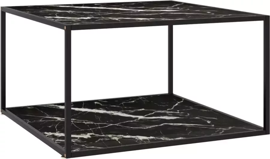Furniture Limited Salontafel met zwart marmerglas 90x90x50 cm zwart