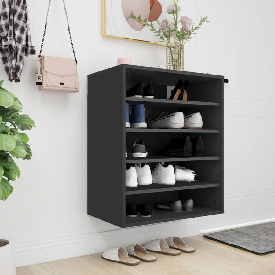 Furniture Limited Schoenenkast 60x35x70 cm spaanplaat zwart