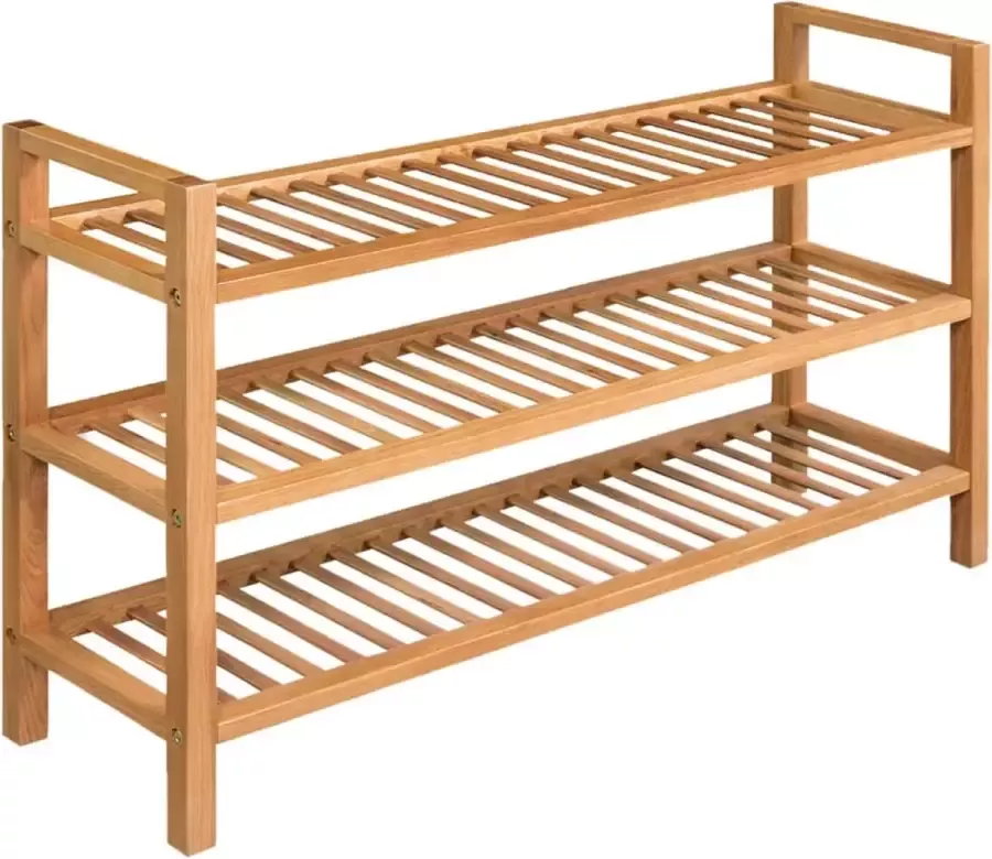Furniture Limited Schoenenrek met 3 schappen 100x27x60 cm massief eikenhout