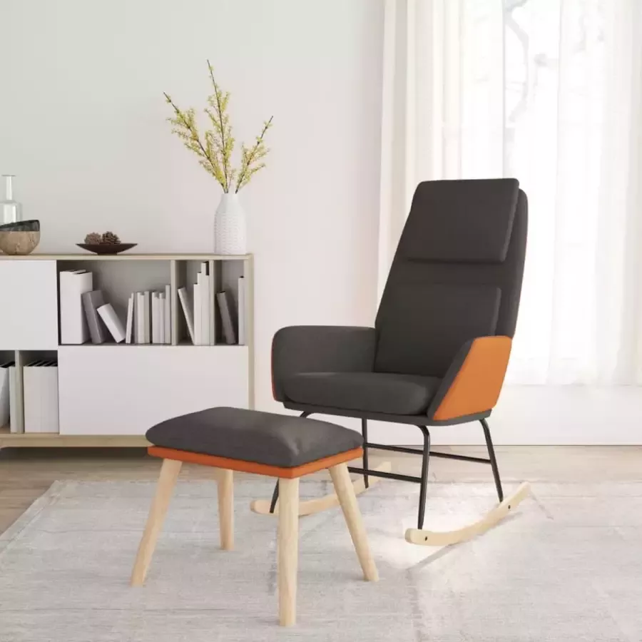 Furniture Limited Schommelstoel met voetenbank stof donkergrijs