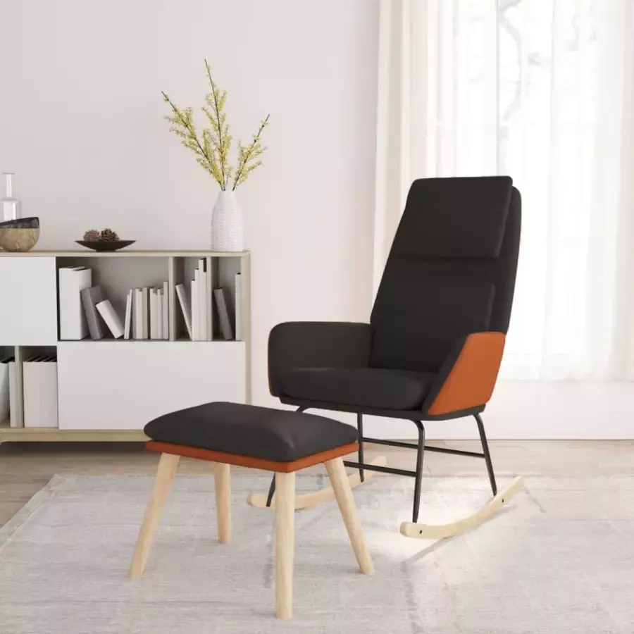 Furniture Limited Schommelstoel met voetenbank stof zwart