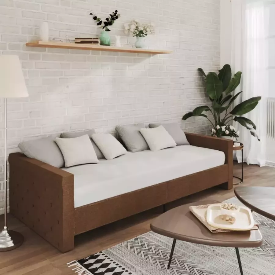 Furniture Limited Slaapbank met matras en USB stof bruin 90x200 cm