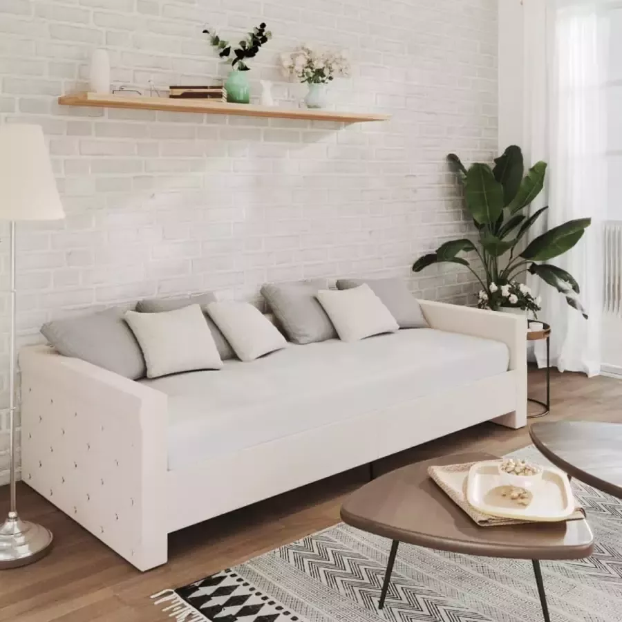 Furniture Limited Slaapbank met matras en USB stof crèmekleurig 90x200 cm