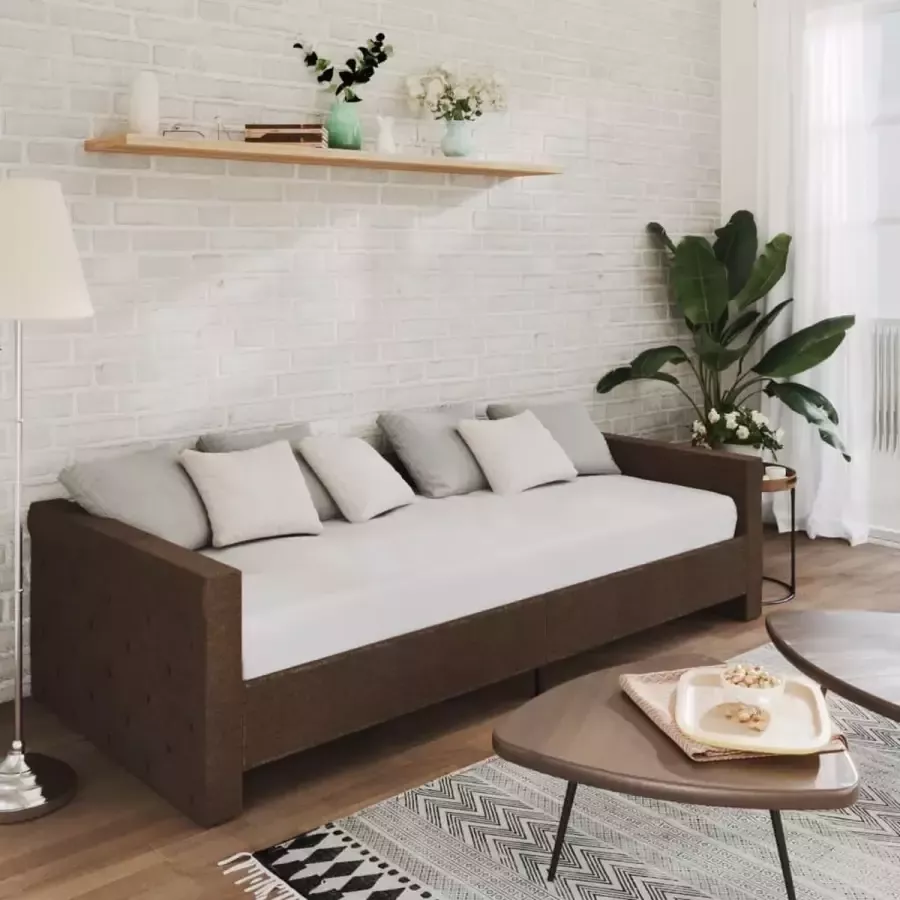 Furniture Limited Slaapbank met matras en USB stof donkerbruin 90x200 cm