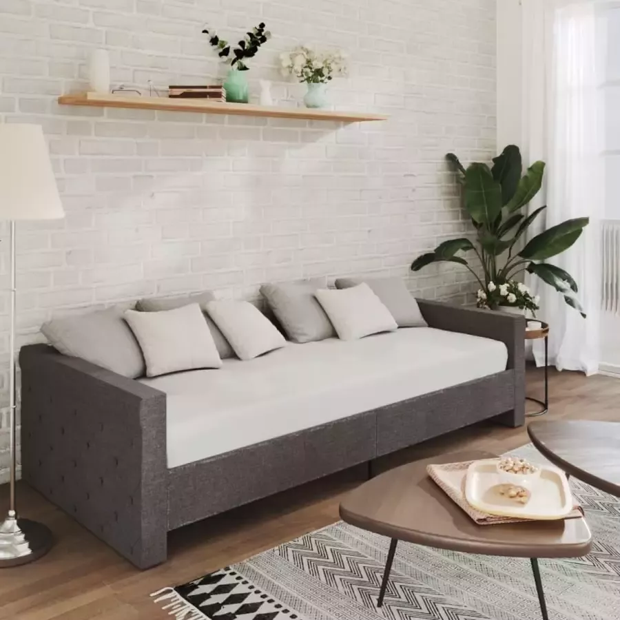 Furniture Limited Slaapbank met matras en USB stof donkergrijs 90x200 cm
