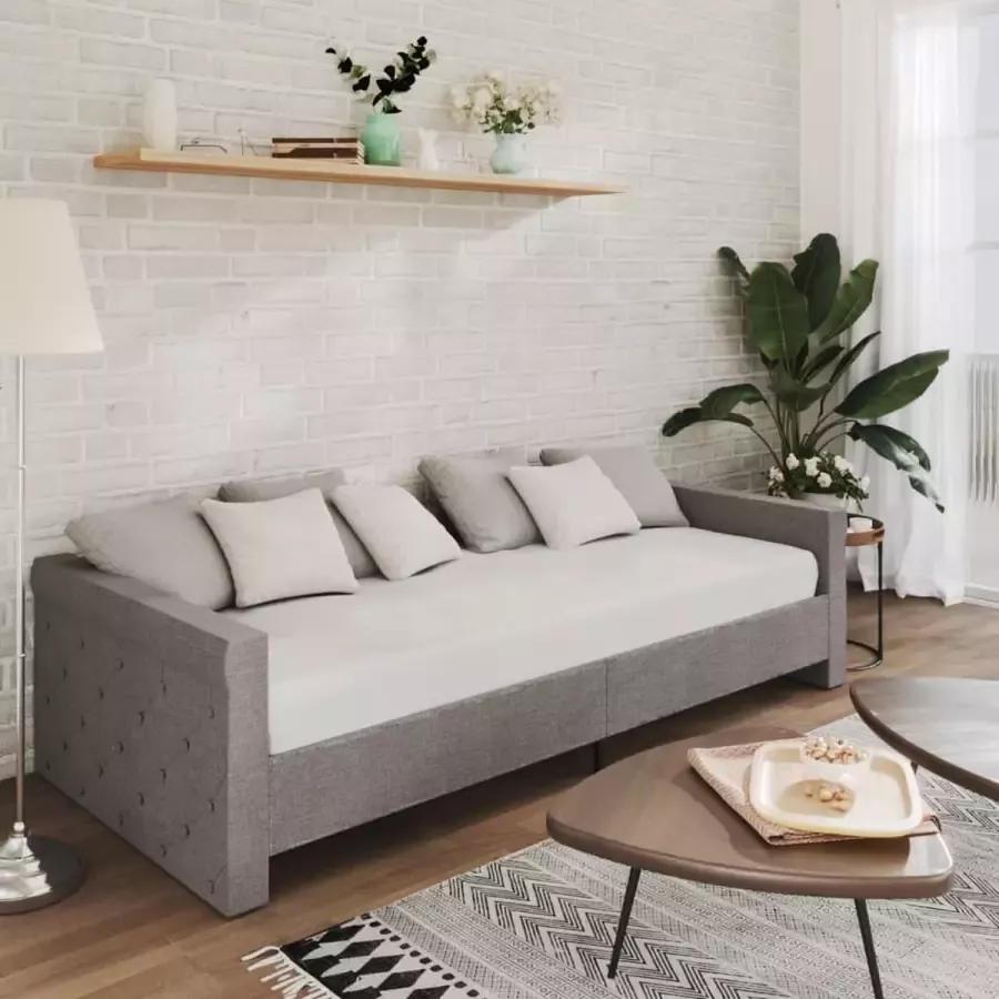 Furniture Limited Slaapbank met matras en USB stof lichtgrijs 90x200 cm