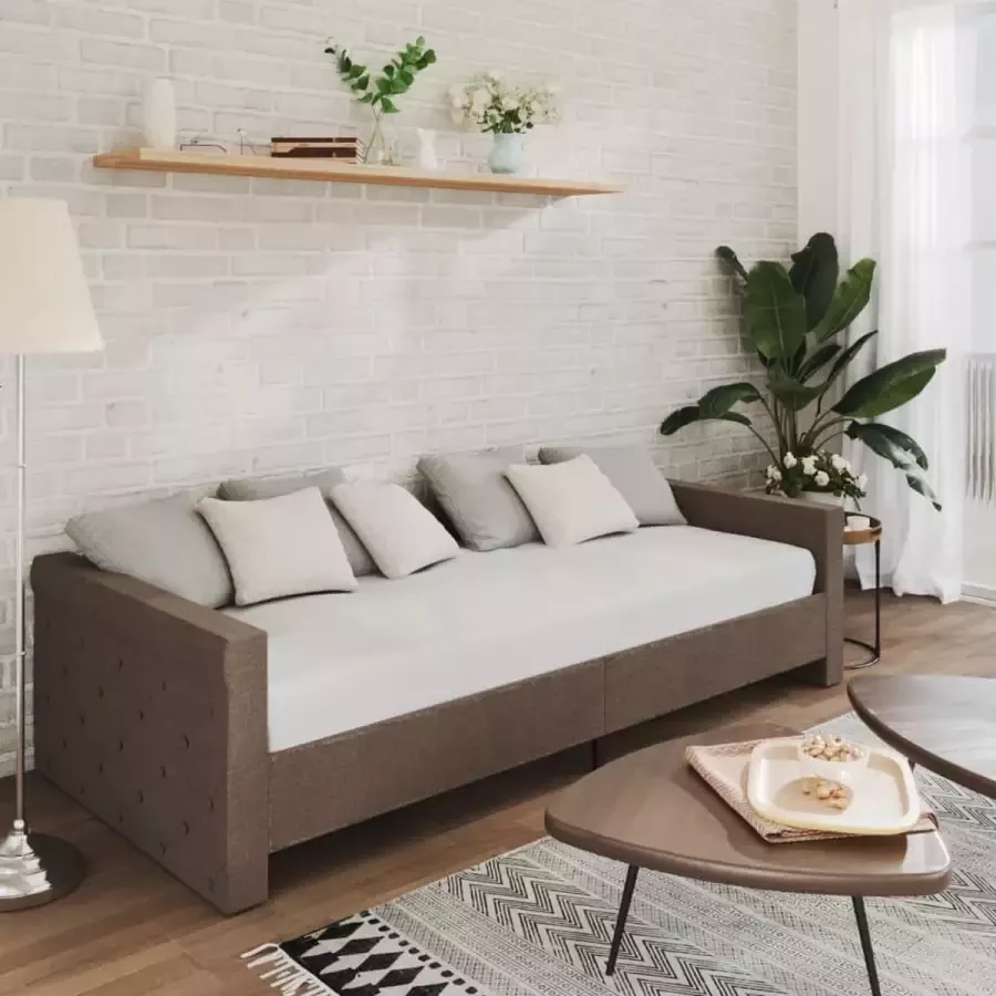 Furniture Limited Slaapbank met matras en USB stof taupe 90x200 cm