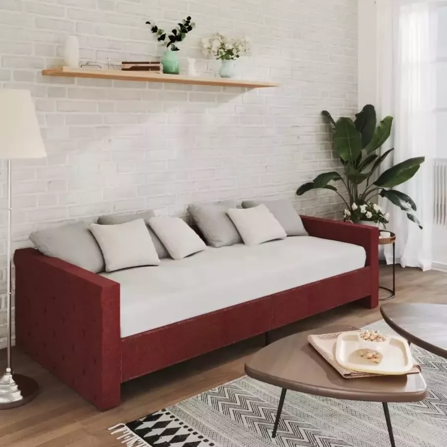 Furniture Limited Slaapbank met matras en USB stof wijnrood 90x200 cm