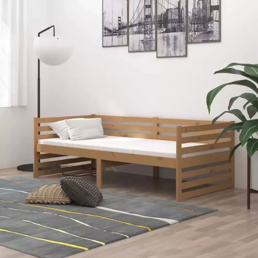 Furniture Limited Slaapbank met matras massief grenenhout honingbruin 90x200 cm