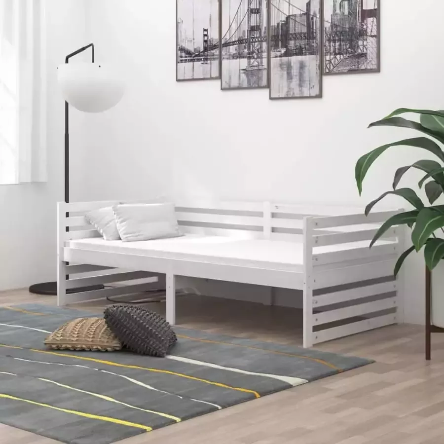 Furniture Limited Slaapbank met matras massief grenenhout wit 90x200 cm