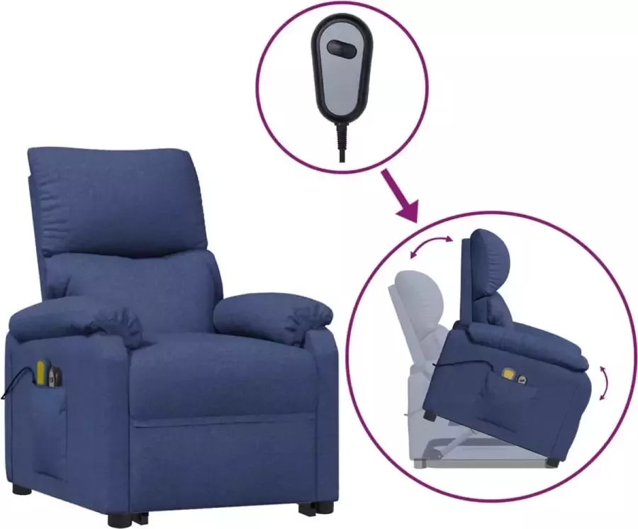 Furniture Limited Sta-op-massagestoel verstelbaar stof blauw
