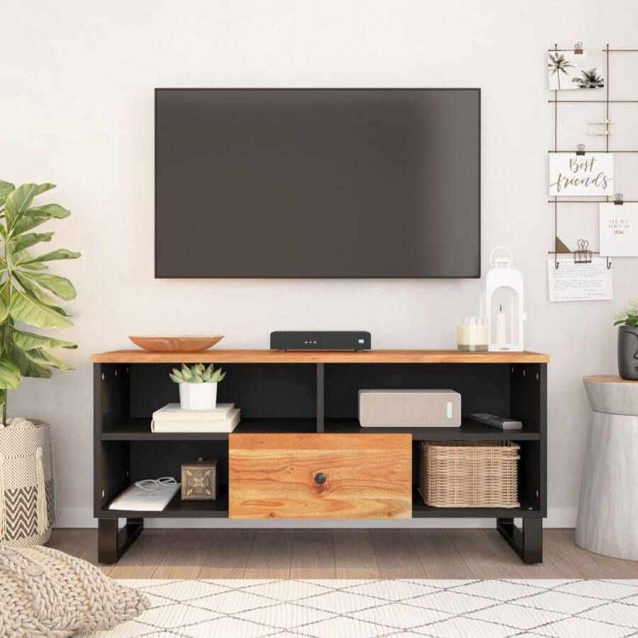 Furniture Limited Tv-meubel 100x33x46 cm massief acaciahout en bewerkt hout