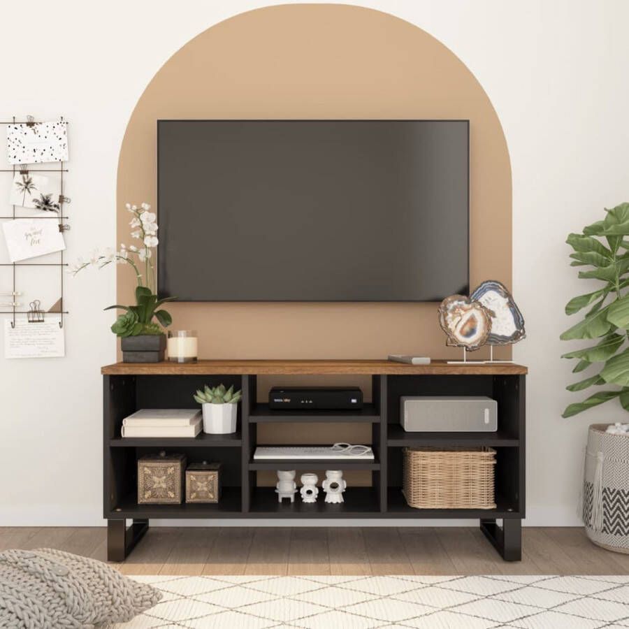 Furniture Limited Tv-meubel 100x33x46 cm massief mangohout en bewerkt hout - Foto 2
