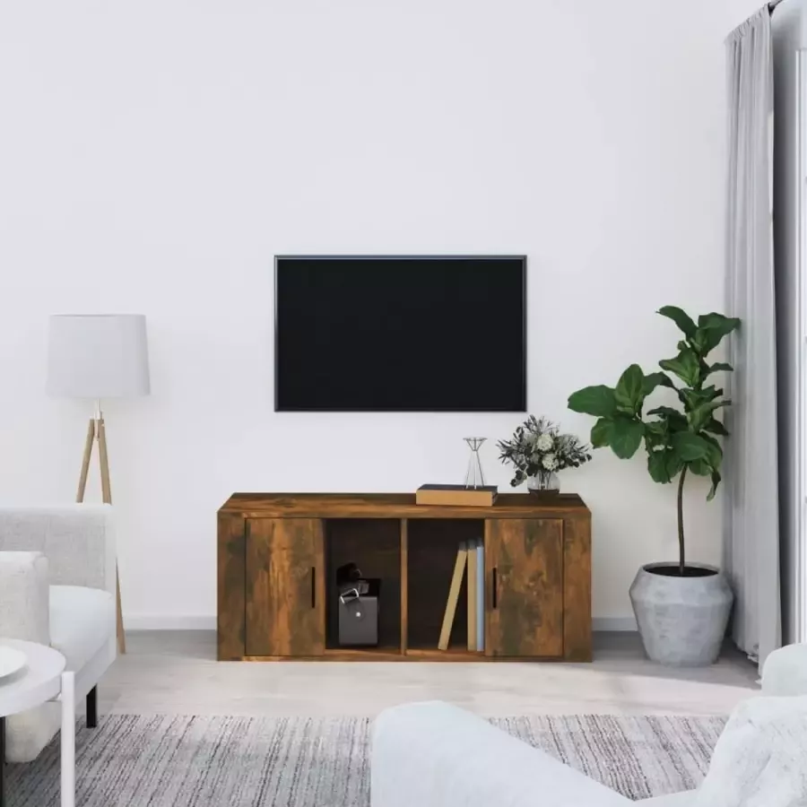 Furniture Limited Tv-meubel 100x35x40 cm bewerkt hout gerookt eikenkleurig