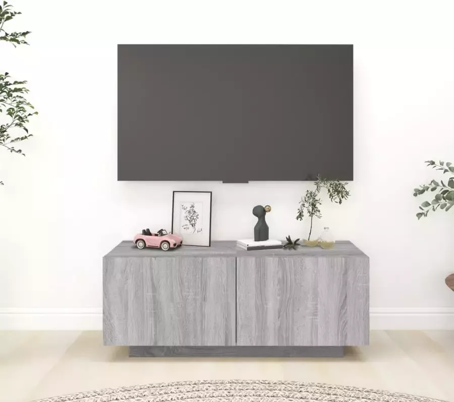 Furniture Limited Tv-meubel 100x35x40 cm bewerkt hout grijs sonoma eikenkleurig