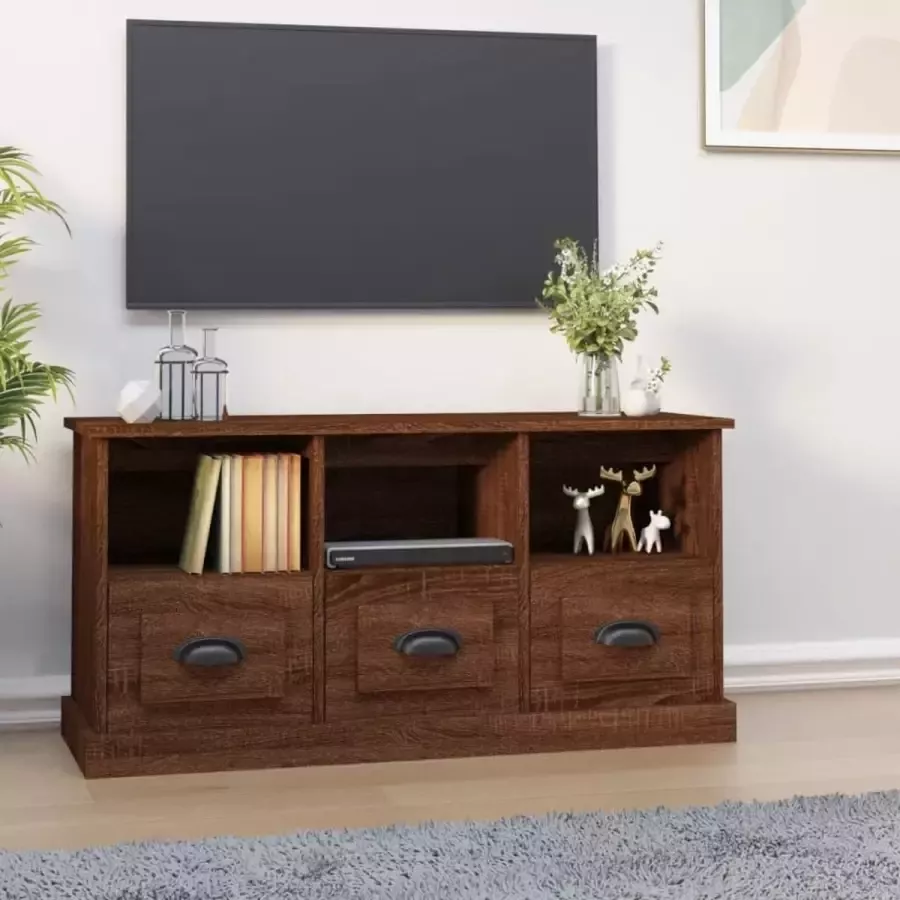 Furniture Limited Tv-meubel 100x35x50 cm bewerkt hout bruineikenkleurig