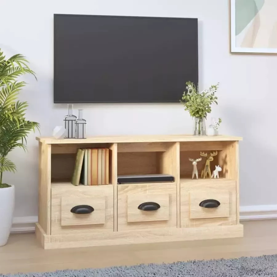 Furniture Limited Tv-meubel 100x35x50 cm bewerkt hout sonoma eikenkleurig